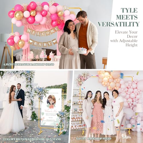 WellSign 6.6FTx6.6FT Wedding Balloon Arch Backdrop Stand, Gold Square Rectangular Metal Background Arch Frame for Garden Flower Arch, Birthday, Baby Shower Parties Decoration - Image 5