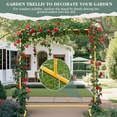 WellSign 6.6FTx6.6FT Wedding Balloon Arch Backdrop Stand, Gold Square Rectangular Metal Background Arch Frame for Garden Flower Arch, Birthday, Baby Shower Parties Decoration - Image 4