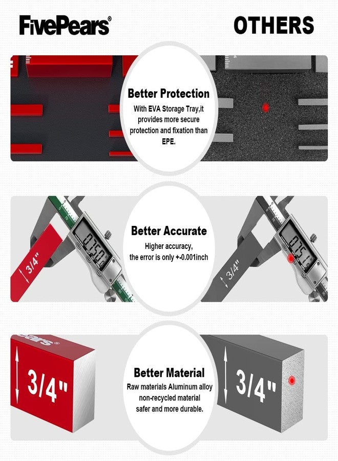 FIVEPEARS مجموعة مكعبات إعداد القياس من FivePears، مكونة من 15 قطعة لأعمال النجارة، قضبان إعداد قياس دقيقة من الألومنيوم لمقياس محاذاة منشار الطاولة، علامات حجم محفورة بالليزر، مكعبات إعداد القياس لمقياس ارتفاع بت التوجيه - Image 3