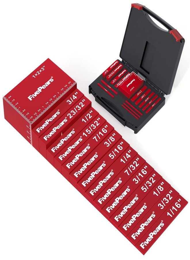 FIVEPEARS مجموعة مكعبات إعداد القياس من FivePears، مكونة من 15 قطعة لأعمال النجارة، قضبان إعداد قياس دقيقة من الألومنيوم لمقياس محاذاة منشار الطاولة، علامات حجم محفورة بالليزر، مكعبات إعداد القياس لمقياس ارتفاع بت التوجيه - Image 1
