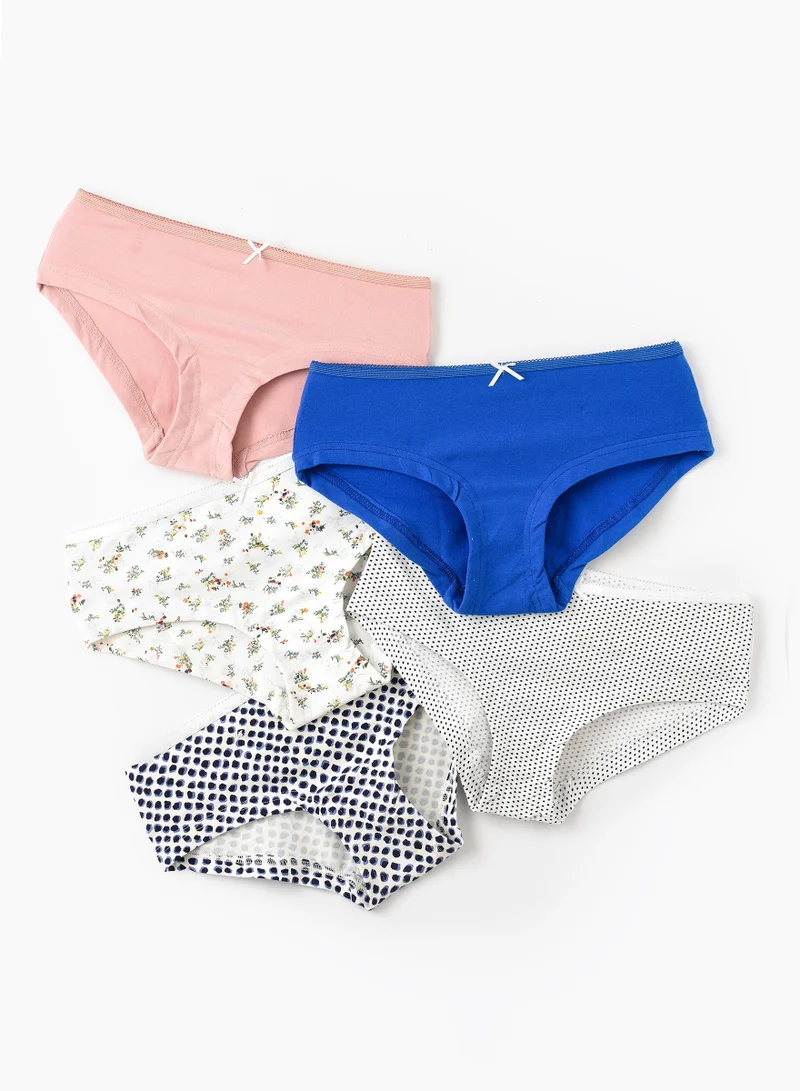 Jelliene 5 Pack Girls Briefs 95% Cotton 5% Elastane, Soft and Comfortable Underwear for Girls