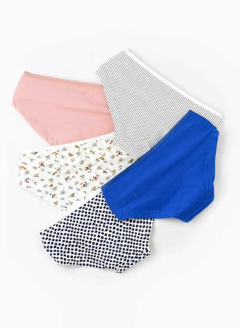 Jelliene 5 Pack Girls Briefs 95% Cotton 5% Elastane, Soft and Comfortable Underwear for Girls