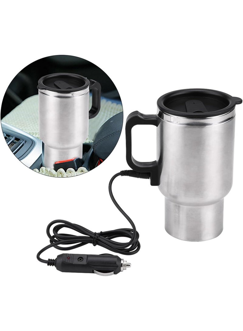 Earss 12V Heated Travel Mug – 450ml Stainless Steel Electric Car Heating Cup for Coffee & Tea with Anti-Spill Lid – In-Car Portable Warmer Mug for Road Trips & Office Use (14oz) - Image 3