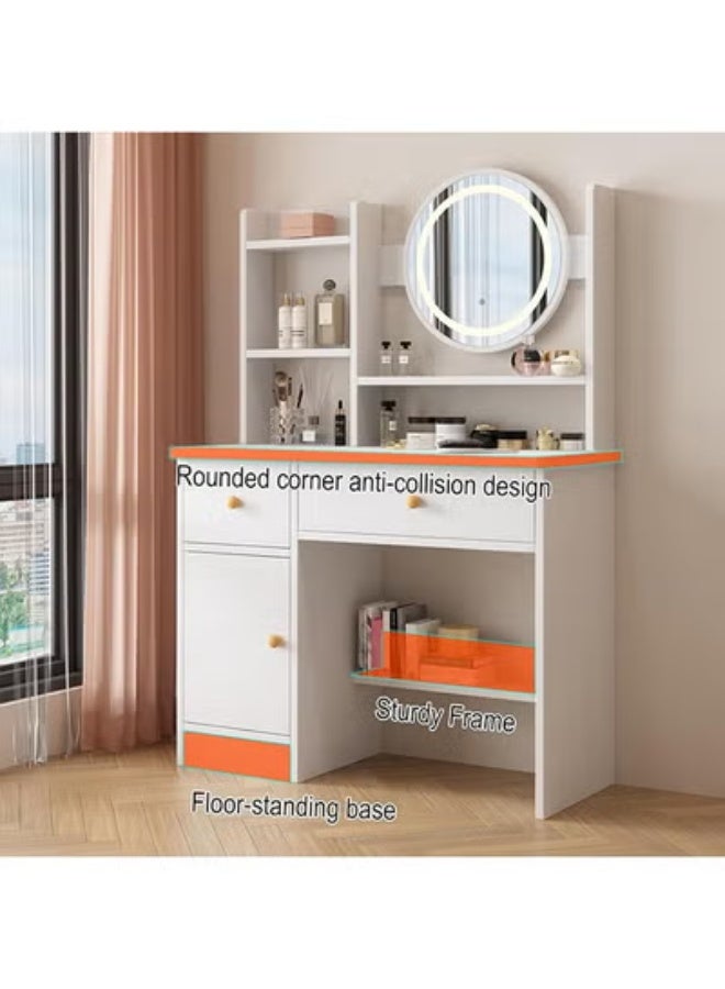 Beauenty Dressing Table,Makeup Table with Drawers, Vanity Desk with Mirror and led Lights,3 Lighting Mode,Makeup Vanity Desk,Multifunctional Makeup Writing Desk for Bedroom (80CM) - Image 4