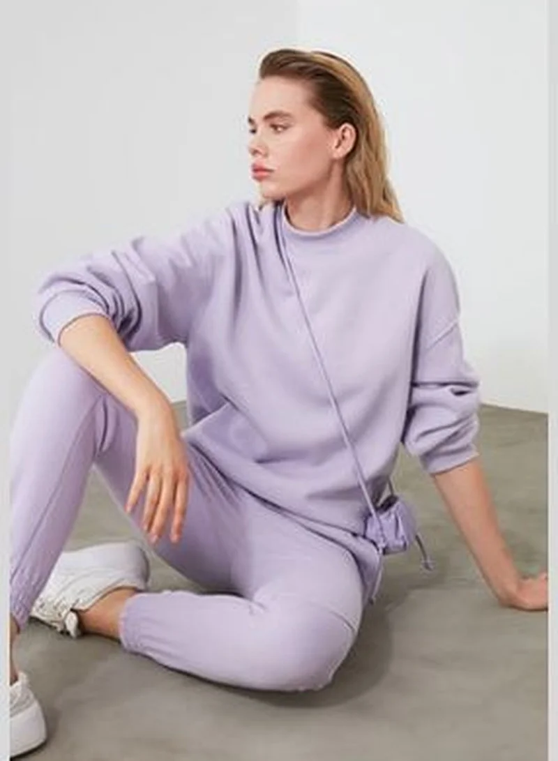 trendyol Lilac Thick Fleece Inside, Standing Collar Relaxed/Comfortable, Knitted Sweatshirt TWOAW20SW0584