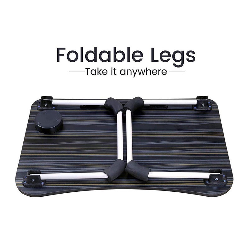 MD Shop Smart MultiPurpose Adjustable Laptop TableBed TableStudy Table Foldable TablePortable Desk with Dock StandFoldable Legs NonSlip Legs Sofa Breakfast Book Reading Engineered Wood Black - Image 3