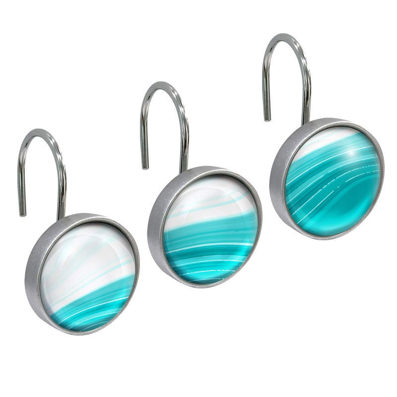 Sunlit Sunlit Round Crystal Glass Decorative Shower Curtain Hooks Rust Proof Oil Rubbed Metal Shower Curtain Rings12 Pack Gradient Teal 