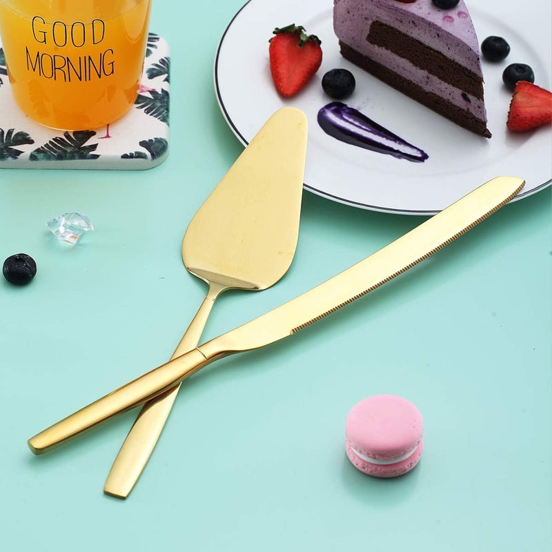 Berglander Gold Cake Pie Pastry Servers,Stainless Steel Serving Set,Cake Knife and Server Set Perfect For Wedding, Birthday, Parties and Events - Image 5