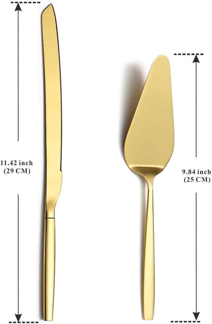 Berglander Gold Cake Pie Pastry Servers,Stainless Steel Serving Set,Cake Knife and Server Set Perfect For Wedding, Birthday, Parties and Events - Image 2
