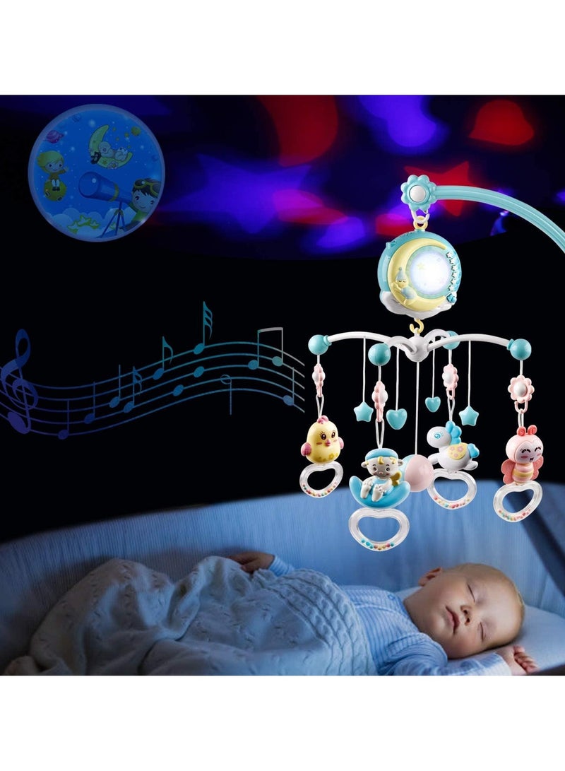 Baby Crib Mobile with Musical, Projector and Night Light,150 Music,Timing Function,Take Along Mobile Music Box and Rattle,Gift for Toddles (Blue) - Image 4