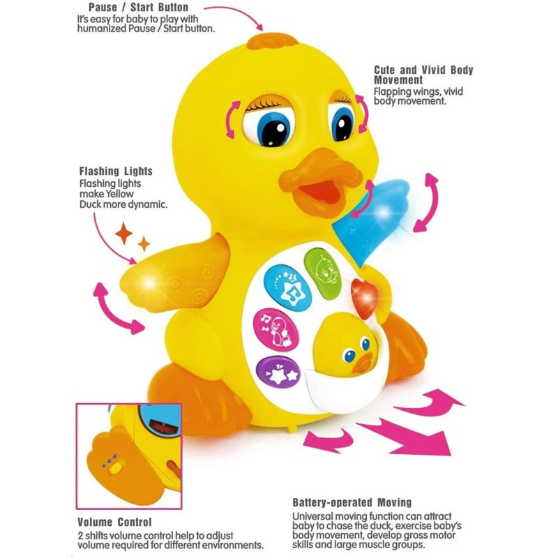 Yiosion Musical Flapping Yellow Duck Interactive Action Educational Learning Walking Light Up Dancing Toy for 1 Year Old Baby Toddler Infant - Image 4