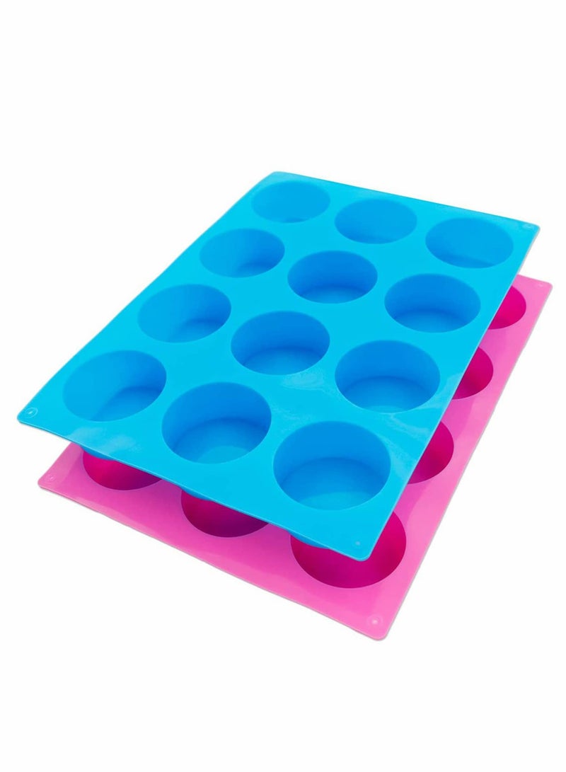 KASTWAVE Chocolate Mold, Chocolate Cookie Mold Candy Mold, Cylinder Silicone Mold, the Baking Mold Perfect for Chocolate Covered Oreos, Cake, Candy, Pudding, Mini Soap, 2PCS, Color (Rose Red, Blue) - Image 1