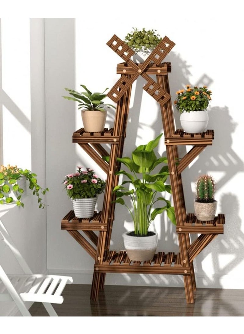 DubaiGallery Wood Plant Stand Balcony Flower Pot Ladder Shelf Outdoor Garden Planter Holder Indoor Plants Pots Home Decor Storage Rack  - Image 1