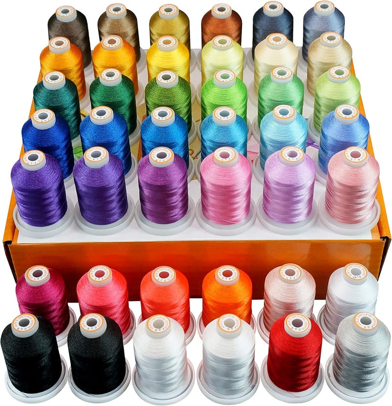 New brothread 42 Spools 1000M (1100Y) Polyester Embroidery Machine Thread Kit for Professional Embroiderer and Beginner Each Spool with Locking Base Resists Thread Tangling - Image 1