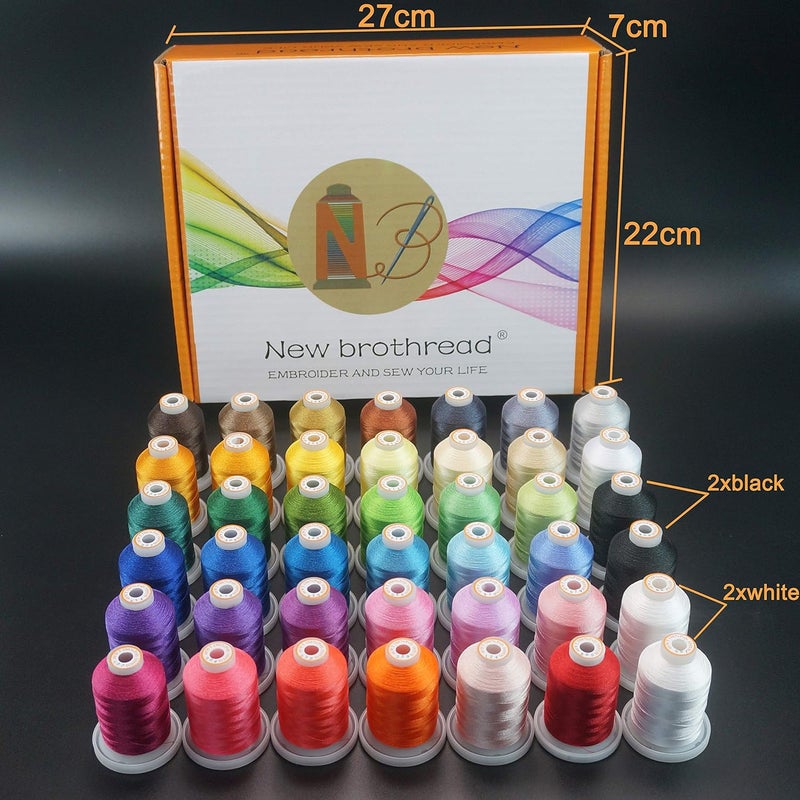 New brothread 42 Spools 1000M (1100Y) Polyester Embroidery Machine Thread Kit for Professional Embroiderer and Beginner Each Spool with Locking Base Resists Thread Tangling - Image 2