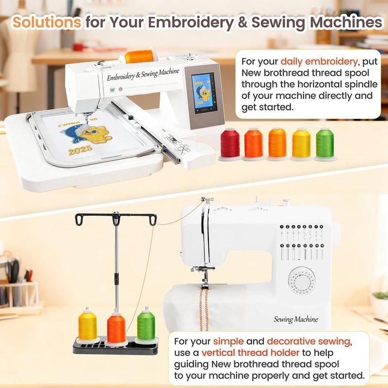 New brothread 42 Spools 1000M (1100Y) Polyester Embroidery Machine Thread Kit for Professional Embroiderer and Beginner Each Spool with Locking Base Resists Thread Tangling - Image 5
