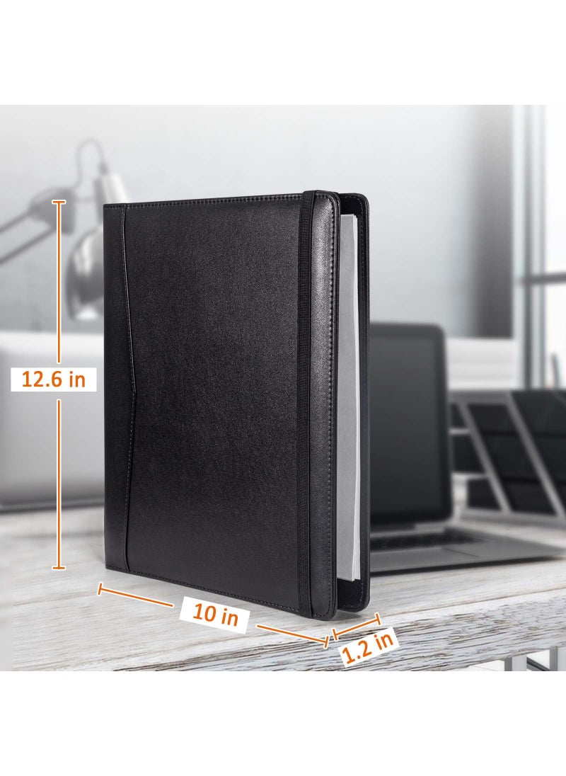 tutata Portfolio Folder PU Leather Padfolio for Men & Women, Resume Portfolio Folder, Elastic Cord, Document Sleeve, Letter Size Clipboard, Black  - Image 4