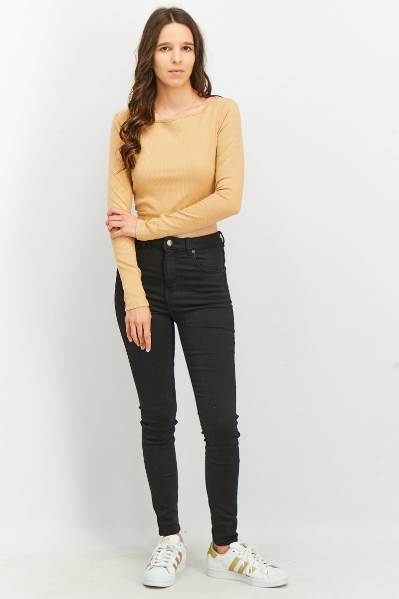 PUMA Women Classic Fit Ribbed Long Sleeve Top, Tan - Image 4
