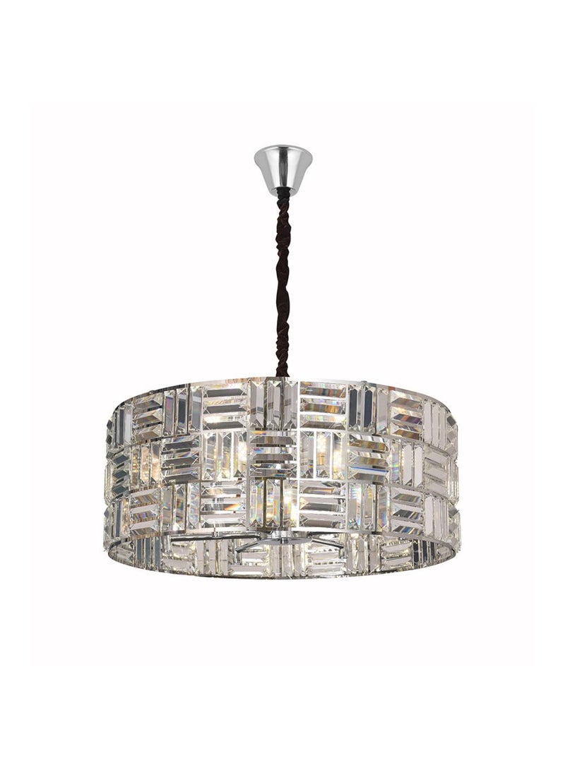 DANUBE HOME Nicely Silver Glass Chandelier for Living Room - Elegant E14x8 Design, 63cm Diameter, 26cm Height - Modern Lighting Fixture for Home Decor  - Image 2