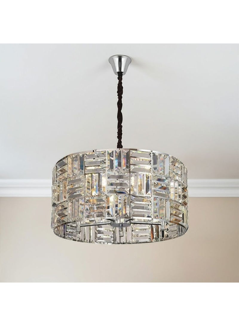 DANUBE HOME Nicely Silver Glass Chandelier for Living Room - Elegant E14x8 Design, 63cm Diameter, 26cm Height - Modern Lighting Fixture for Home Decor  - Image 1