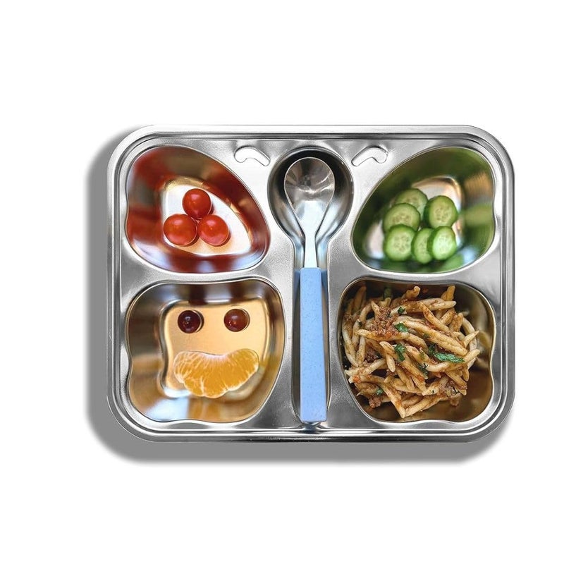 THEONI Stainless Steel Butterfly Plate for Kids – 4 Section Divided Tray | BPA-Free, Non-Toxic, Unbreakable Dinnerware for Toddlers & Babies - Image 4