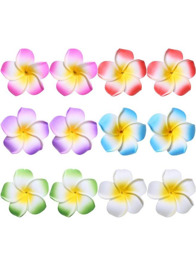 CBLUO 12 Pcs Plumeria Hair Clips Flower Barrettes Floral Headpiece Hair Pins Hairpins Hairclips Women Multicolor Hawaiian Luau Tropical Wedding Vacation Beach Party Decorations Cosplay Hair Accessories - Image 2