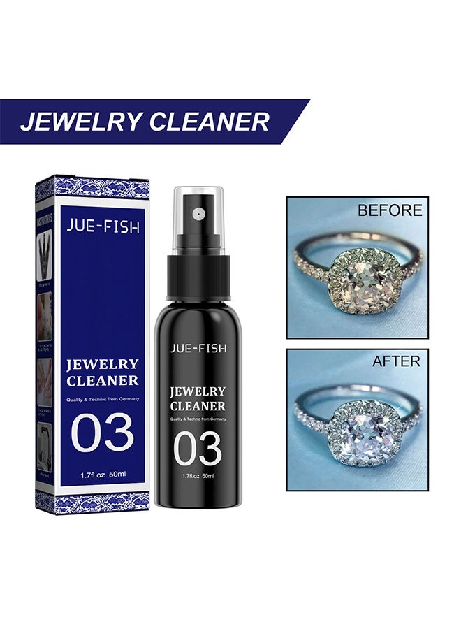 JUE-FISH Jewelry Cleaner, Jewelry Cleaner Solution for Diamond, Gold, Silver, Gemstones, Best Extra Concentrated Formula Silver Jewelry Cleaner For Sonic And Ultrasonic Jewelry Cleaner Solution 50ml - Image 1