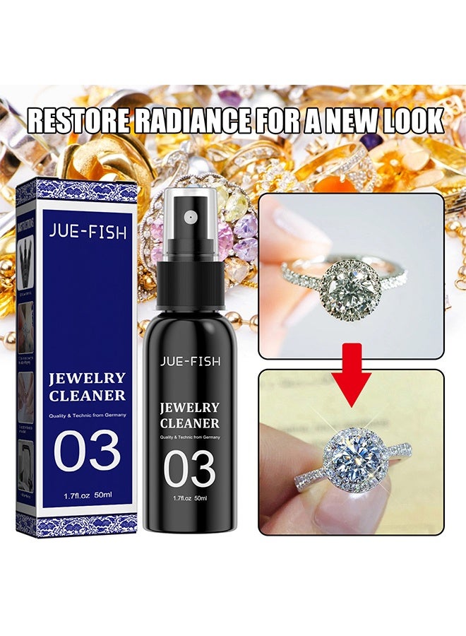 JUE-FISH Jewelry Cleaner, Jewelry Cleaner Solution for Diamond, Gold, Silver, Gemstones, Best Extra Concentrated Formula Silver Jewelry Cleaner For Sonic And Ultrasonic Jewelry Cleaner Solution 50ml - Image 2