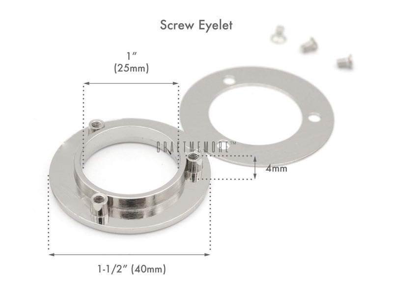 CRAFTMEMORE 4sets Screw-in Eyelet Metal Screw Together Grommets Bag Loop Handle Connector Rings Purse Accessories SCES (Silver, 1 Inch) - Image 3