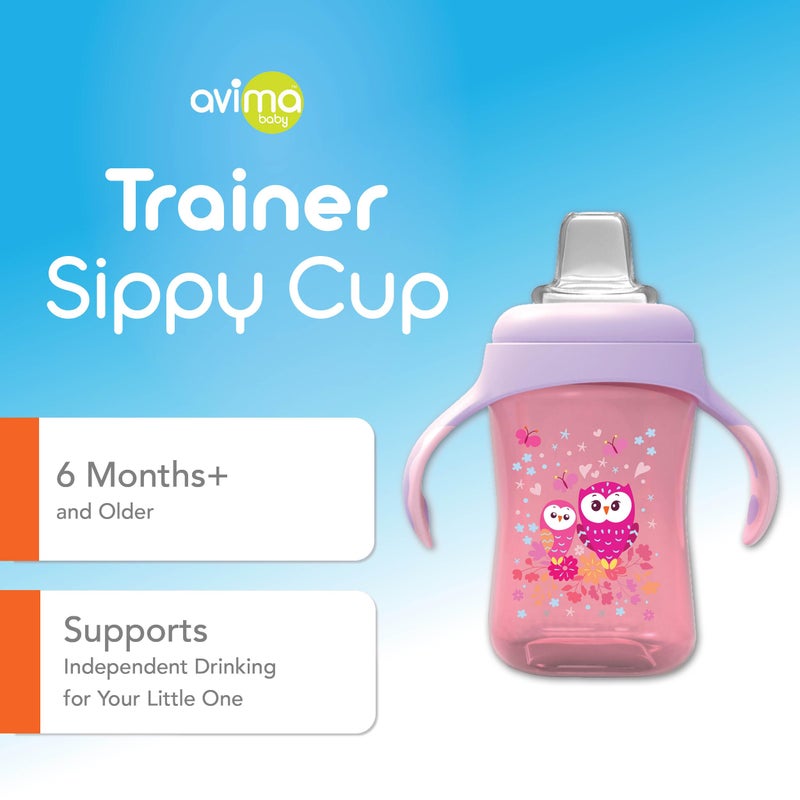 Avima Baby 10 oz Spill Proof Baby Sippy Cup w/Interchangeable Soft Spout Nipple - Trainer Sippy Cup with Handles - BPA Free & Dishwasher Safe Kids Cups - Set of 2, Pink - Image 2