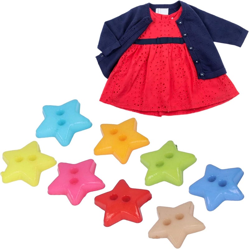 200Pcs Star Buttons, Sewing Buttons, Decorative Buttons, Colorful Unique Design Cute Small Decorative Buttons, for Sewing Decoration DIY Crafts - Image 2