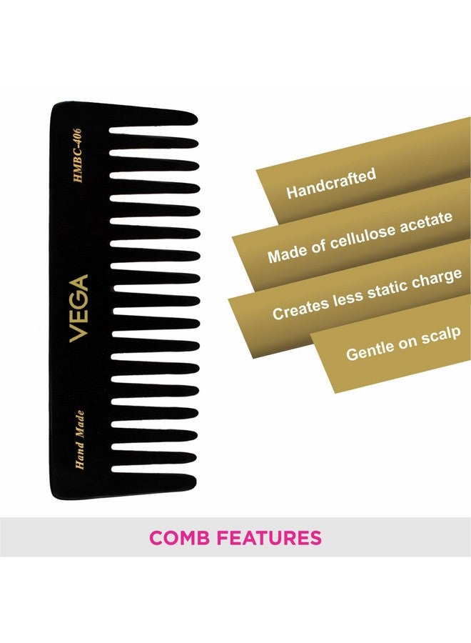 Vega Large Shampoo Hair Comb,Handmade, (India'S No.1* Hair Comb Brand)For Men And Women, Black, (Hmbc-406)  - Image 4