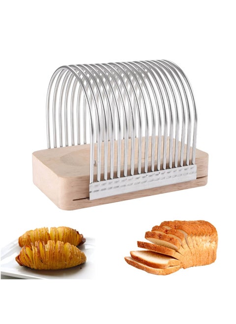 Bread Slicer,  Toast Slicer, Toast Cutting Guide for Homemade Bread, Bread Slicing Guide, Fixed Stainless Steel Food Slicer, Enjoy Homemade Bread Like Bagel, Sourdough, Cake
