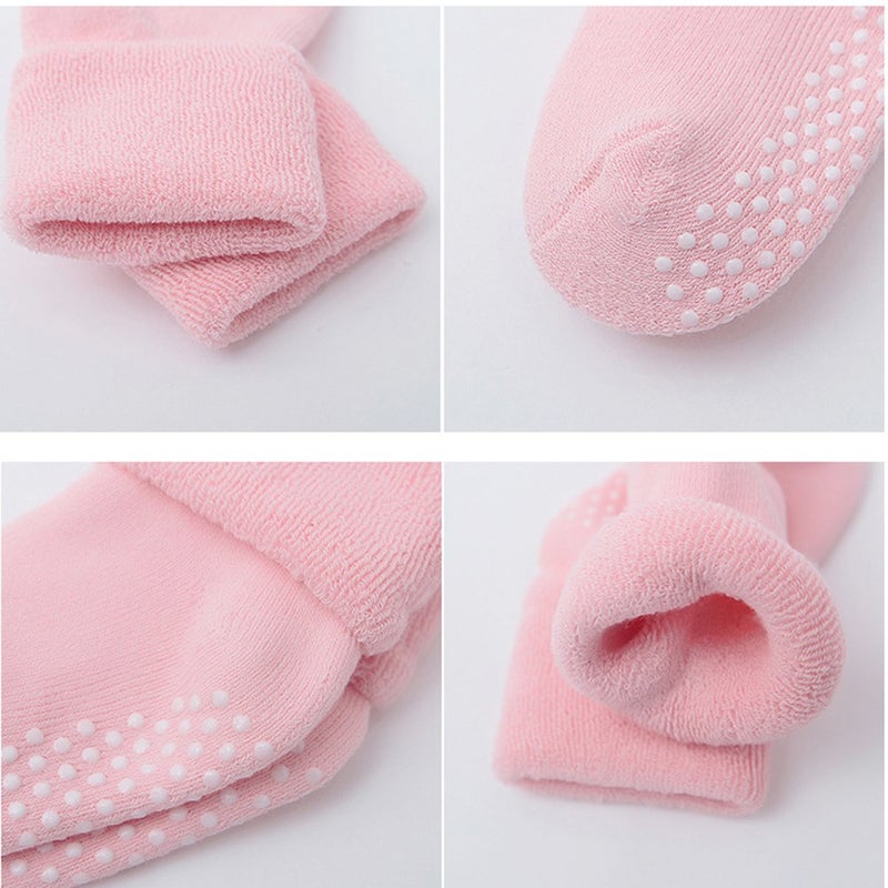 VWU Baby Toddler Kids Ankle Crew Socks with Grips Unisex Warm Thick Cotton Winter Socks 3-12 Months 6 Color - Image 5