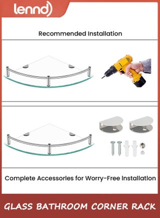 Glass Corner Shelves Tempered Bathroom Eestantes para Baños with Rail Wall Mounted Drill Hole for Corner Shower Shelf for Inside Shower 2 Pack - view 3