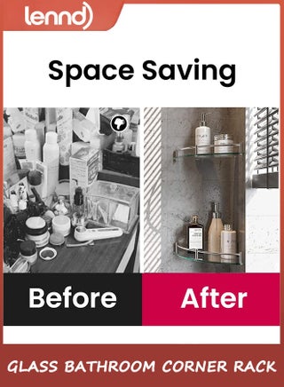 Glass Corner Shelves Tempered Bathroom Eestantes para Baños with Rail Wall Mounted Drill Hole for Corner Shower Shelf for Inside Shower 2 Pack - view 4