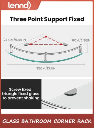 Glass Corner Shelves Tempered Bathroom Eestantes para Baños with Rail Wall Mounted Drill Hole for Corner Shower Shelf for Inside Shower 2 Pack - view 2