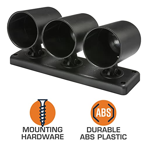 GLOWSHIFT بود عدادات داشبورد ثلاثي دوار أسود عالمي من جلو شيفت - يناسب أي طراز/نوع - يدور 360 درجة - بلاستيك ABS - يركب (3) عدادات 2-1/16" (52 مم) على داشبورد السيارة - Image 3