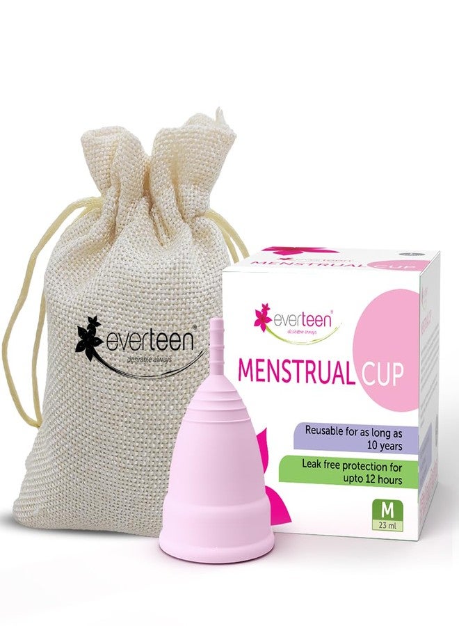 everteen Reusable Menstrual Cup Medium Size for Women, Odor and Rash-Free, Upto 12-Hour Protection, Medical-Grade Silicone, Period Cups for Heavy Flow - Pack of 1 - Image 1