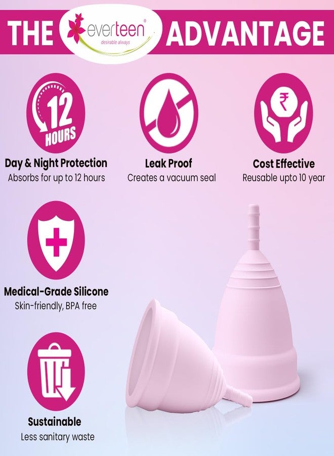 everteen Reusable Menstrual Cup Medium Size for Women, Odor and Rash-Free, Upto 12-Hour Protection, Medical-Grade Silicone, Period Cups for Heavy Flow - Pack of 1 - Image 3