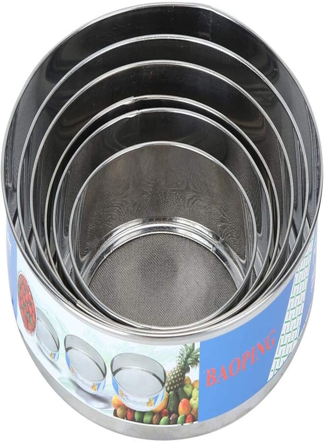 Flour Sieve Round Flour Sieve Set with Mesh Stainless Steel Rust Proof Premium Quality Fine Mesh for Baking Round Flour Sieve Strainer Professional