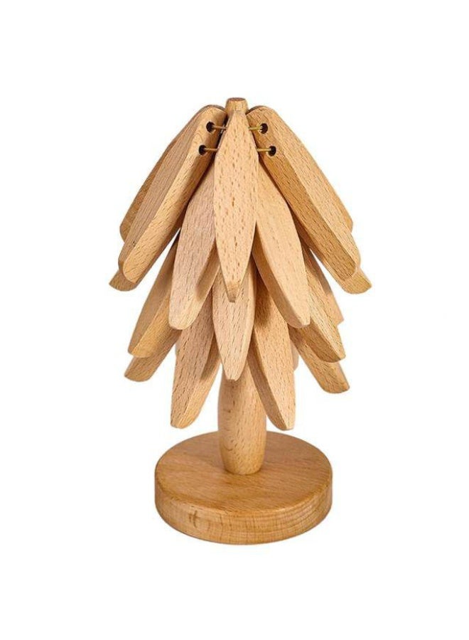 Wooden Flower Coaster Set with Tree Stand – Heat-Resistant & Stylish Table Protection  Rg  - Image 4