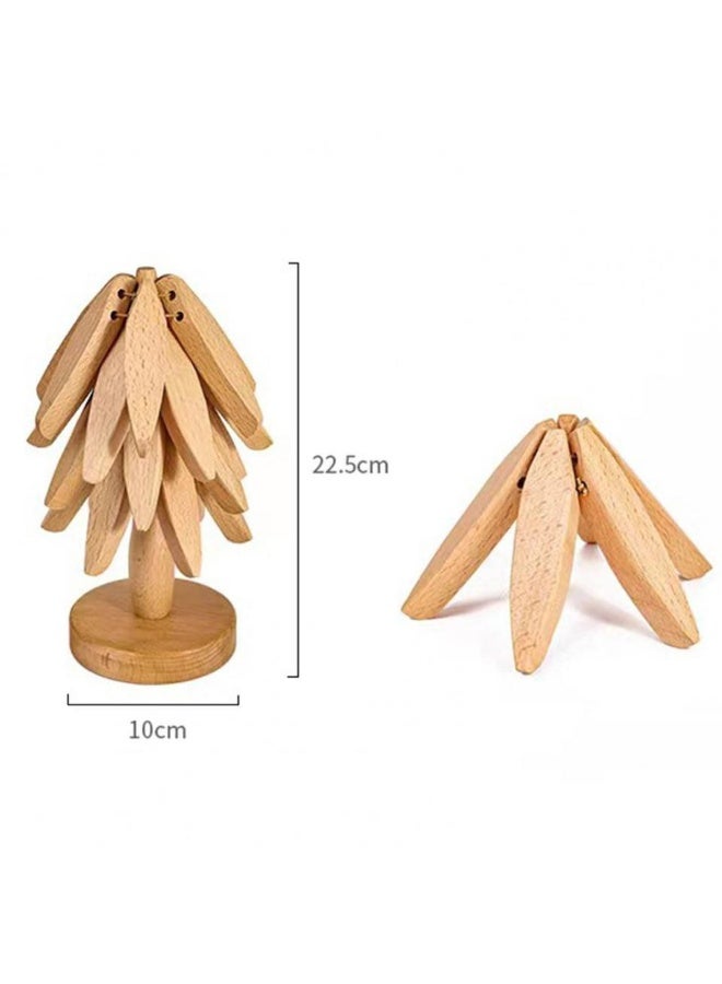 Wooden Flower Coaster Set with Tree Stand – Heat-Resistant & Stylish Table Protection  Rg  - Image 1