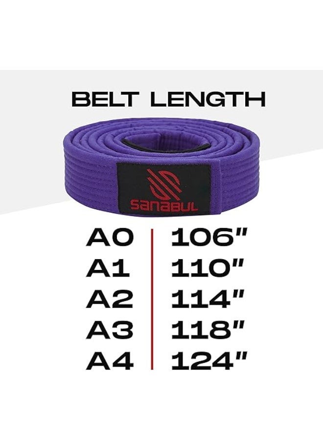 Sanabul  BJJ Belt Men & Women | Brazilian Jiu Jitsu Belt with Ranking Stripes Sleeve Bar | IBJJF Approved, Purple - Image 5