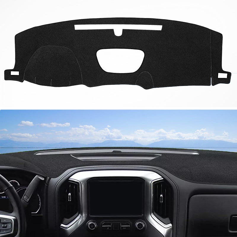 SKYLOTEC Dash Cover Mat Fit for 2019-2022 2023 2024 2025 Chevy Chevrolet Silverado 1500 2500HD 3500HD, 2019-2023 GMC Sierra 1500 2500HD 3500HD w/o Head Up Display No Speaker Cutout Dash Pad Protector - Image 1