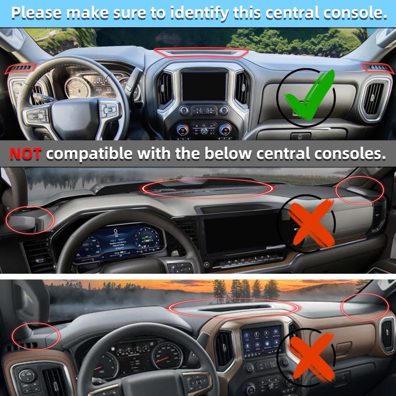 SKYLOTEC Dash Cover Mat Fit for 2019-2022 2023 2024 2025 Chevy Chevrolet Silverado 1500 2500HD 3500HD, 2019-2023 GMC Sierra 1500 2500HD 3500HD w/o Head Up Display No Speaker Cutout Dash Pad Protector - Image 2