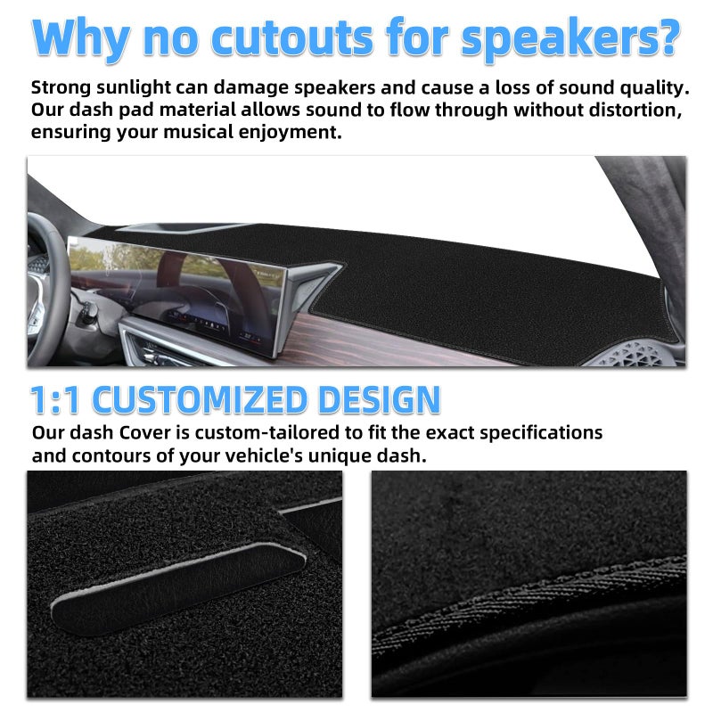 SKYLOTEC Dash Cover Mat Fit for 2019-2022 2023 2024 2025 Chevy Chevrolet Silverado 1500 2500HD 3500HD, 2019-2023 GMC Sierra 1500 2500HD 3500HD w/o Head Up Display No Speaker Cutout Dash Pad Protector - Image 5