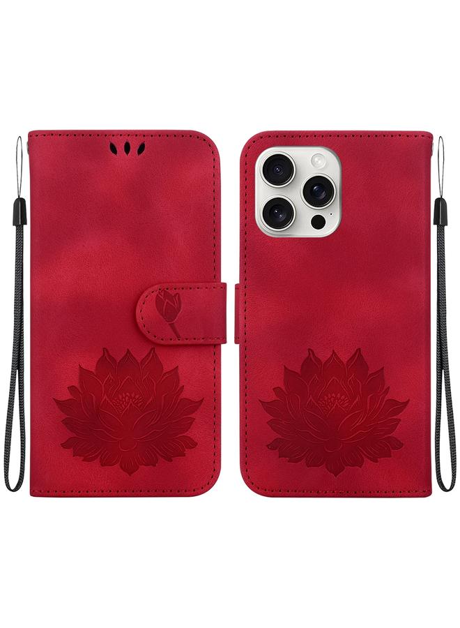 The Bros Case For iPhone 16 Pro Lotus Embossed Leather Phone Case 