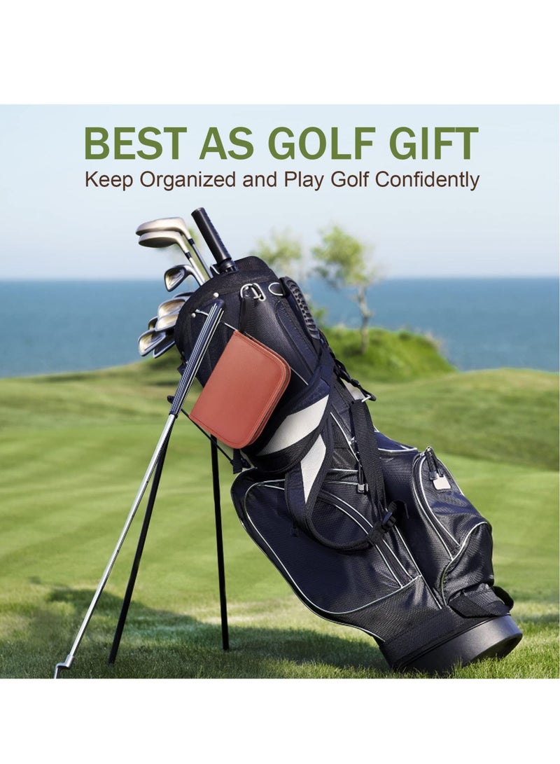 Excefore Golf Bag Accessories Set - Includes Hi-End Leather Case, Golf Balls, Rangefinder, Tees, Brush, Divot Knife, Scorer, and Ball Clamp,Golf Gifts for Men and Women - Image 4