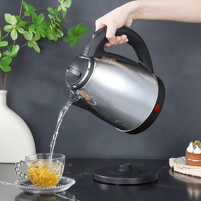 ريحني غلاية كهربائية 2 لتر من الفولاذ المقاوم للصدأ 1500 واط غلاية ماء ساخن سريع الغليان وماكينة شاي قهوة كبيرة السعة إيقاف تلقائي للغليان حماية من الجفاف تصميم حديث متين للمطابخ المنزلية - Image 4